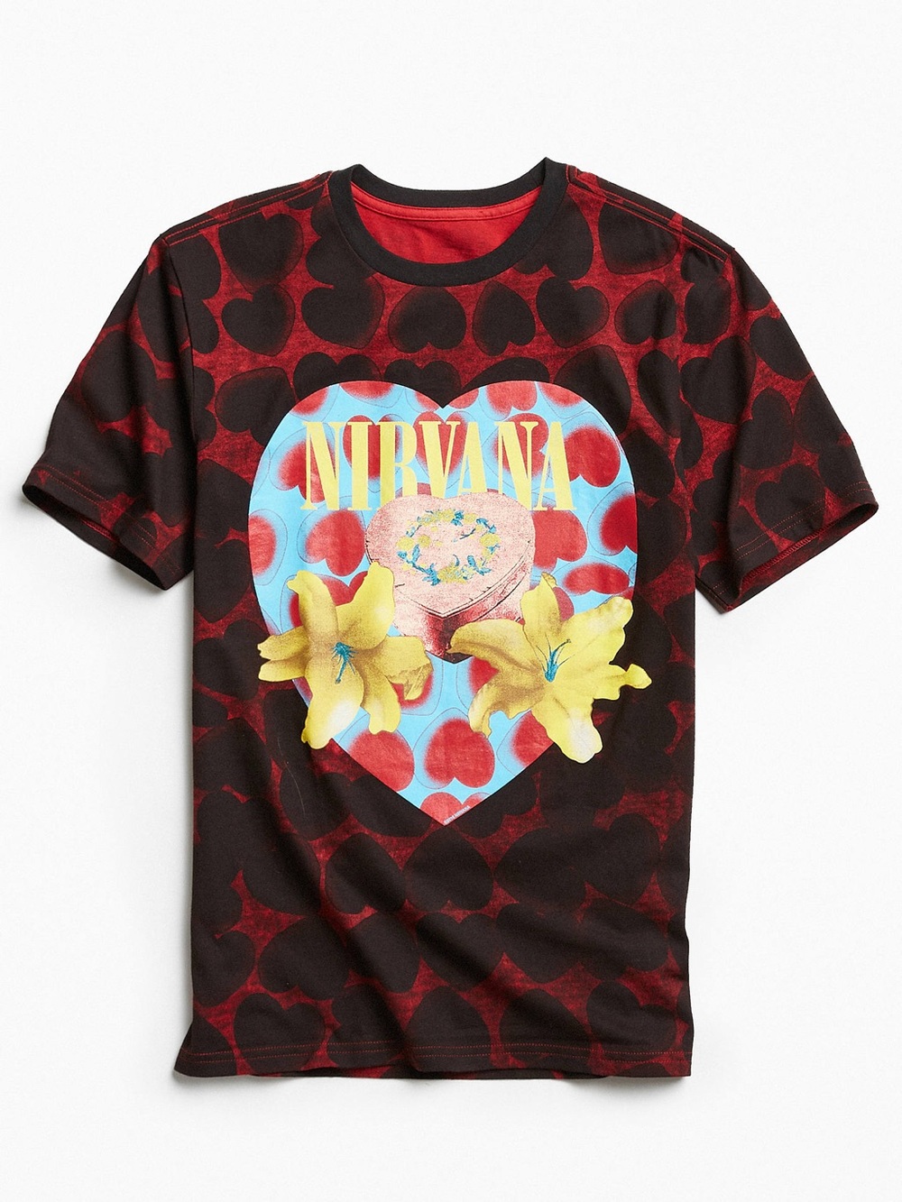 Nirvana "Heart-Shaped Box"  All Over Print Graphic T-Shirt Size Small 90s